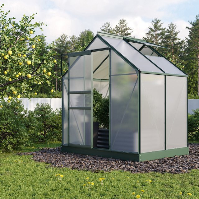 Vitavia Gewächshaus Planet 2500 mit Fundament und Polycarbonat-Platten in Smaragd, B: 195 cm, T: 131 cm, H: 207 cm - Bild 1