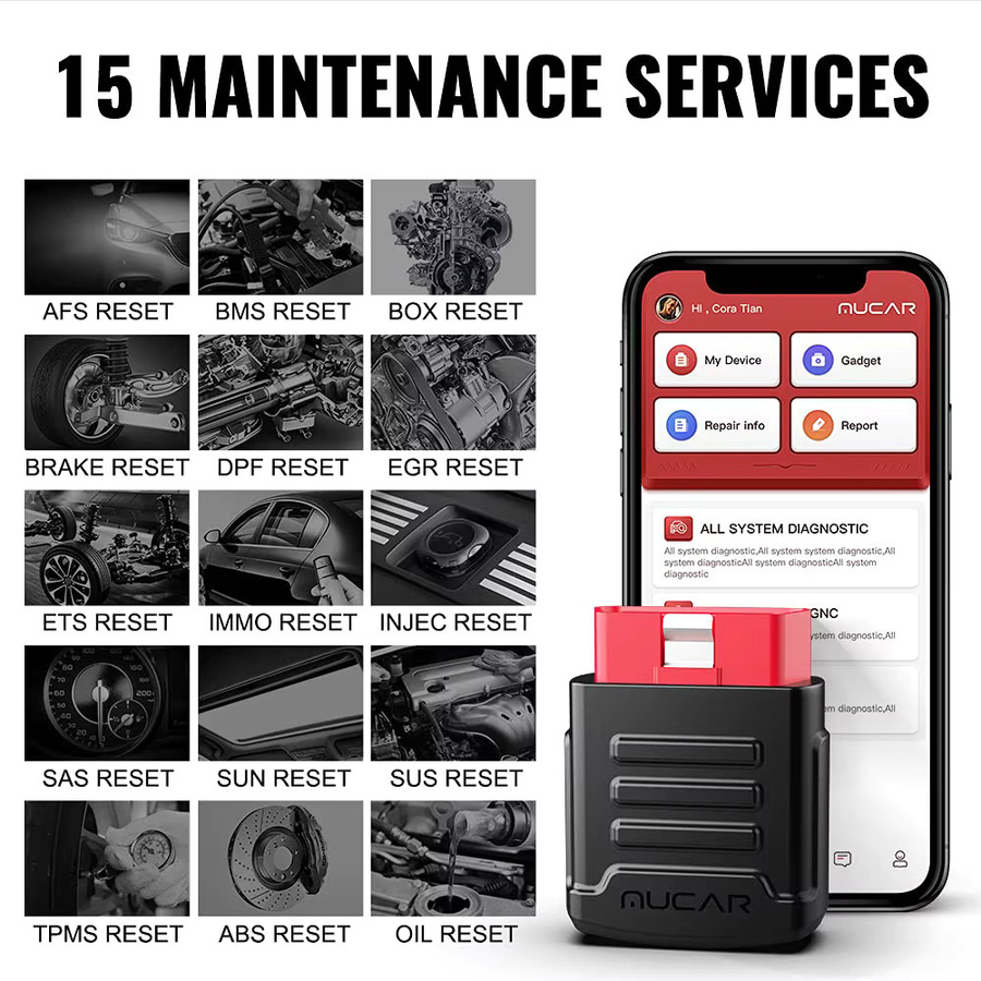 MUCAR BT200 BT200 PRO OBD2 Auto-Diagnosegerät mit Vollsystem-Diagnosescanner und 15 Reset-Funktionen für alle Fahrzeuge - Bild 3