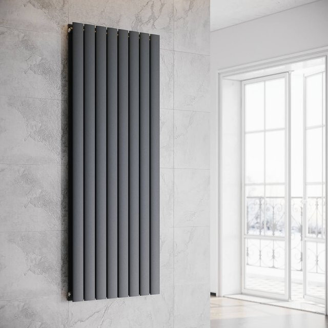 SONNI Flach Heizkörper Paneelheizung Wandmontage mit Mittelanschluss in Anthrazit, B: 160,0 cm, H: 61,6 cm - Bild 1