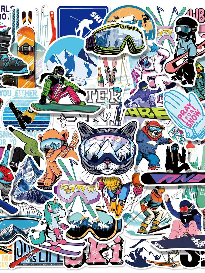 GOGOTU Ski-Aufkleber, 50 Stück, Winter Outdoor-Sport Graffiti Cartoon-Sticker - Bild 5