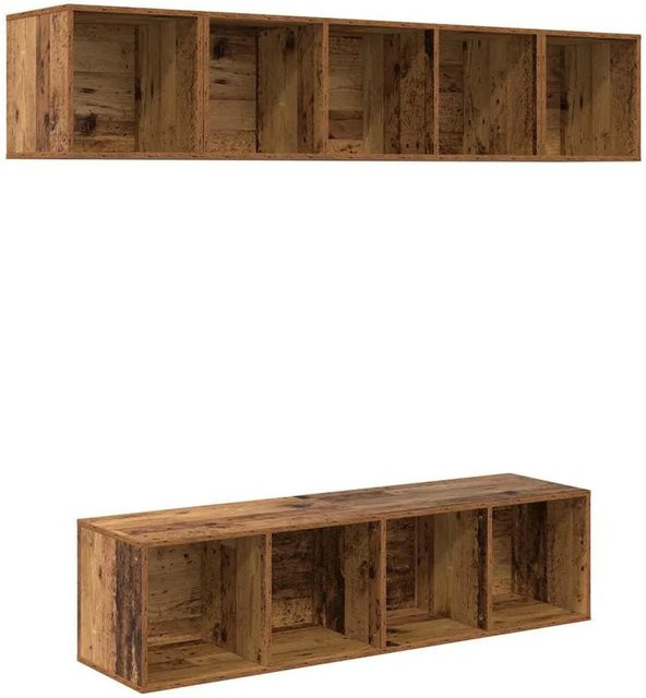 vidaXL TV-Schrank-Set Wandmontiert 4-teilig in Altholz-Optik Braun B: 142,5 cm, H: 37,0 cm, T: 37,0 cm - Bild 1