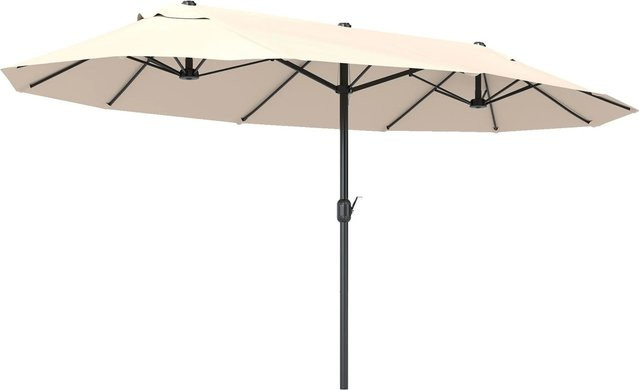 Outsunny Doppelsonnenschirm Marktschirm in Beige aus Stahl und Polyester mit B/T/H: 270 x 455 x 240 cm - Bild 1