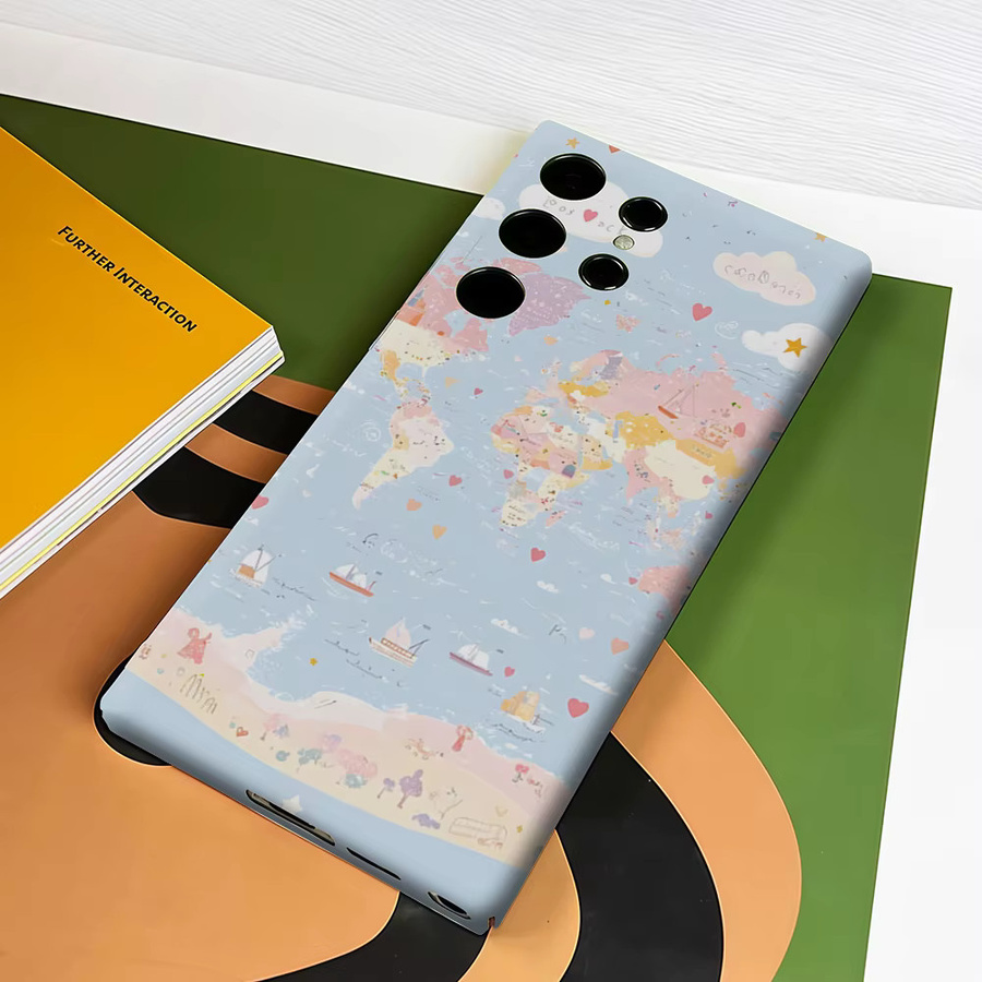 Stoßfeste Doppelschicht Handyhülle mit Weltkarten-Design für Samsung Galaxy S26 S25 S24 S23 Ultra Plus, Mehrfarbig - Bild 3