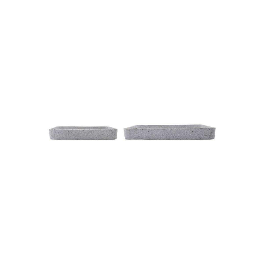 House Doctor Tablett Retra Set aus 2 Stück grau quadratisch aus Polystone im Industrial Design - Bild 1