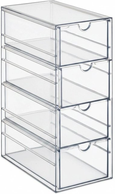 Relaxdays Schubladenbox aus PET-Kunststoff mit 4 Schubladen, Transparent, B: 25 cm, T: 10,5 cm, H: 17,5 cm - Bild 1