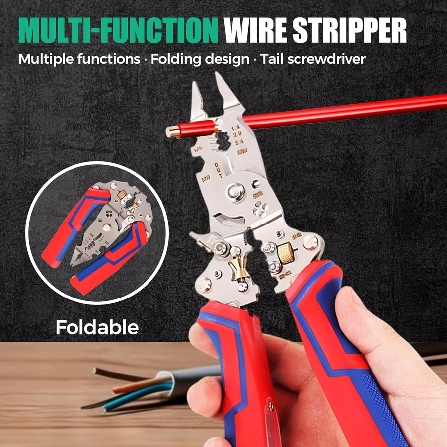 WOZOBUY 13-in-1 faltbare Abisolierzange für Elektriker zum Schneiden und Ziehen - Bild 5