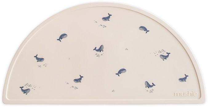 Mushie Silikon Platzdeckchen Whales, rund, beige, Durchmesser: 48 cm - Bild 1
