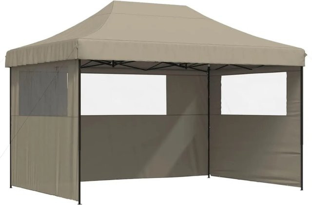 vidaXL Pop-Up Partyzelt mit 3 Seitenteilen und transparenten Fenstern in Taupe/Beige - Bild 1