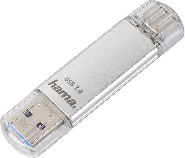 Hama USB-Stick C-Laeta mit 256 GB Speicherplatz, USB Type-A und USB Type-C 3.2 Gen 1, Silber - Bild 1