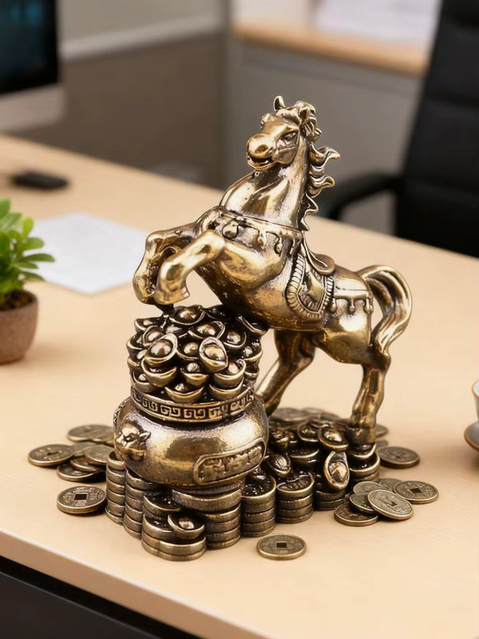 KITPIPI Pferde-Statue aus Metall als Desktop-Dekoration in Bronze und Gold - Bild 6