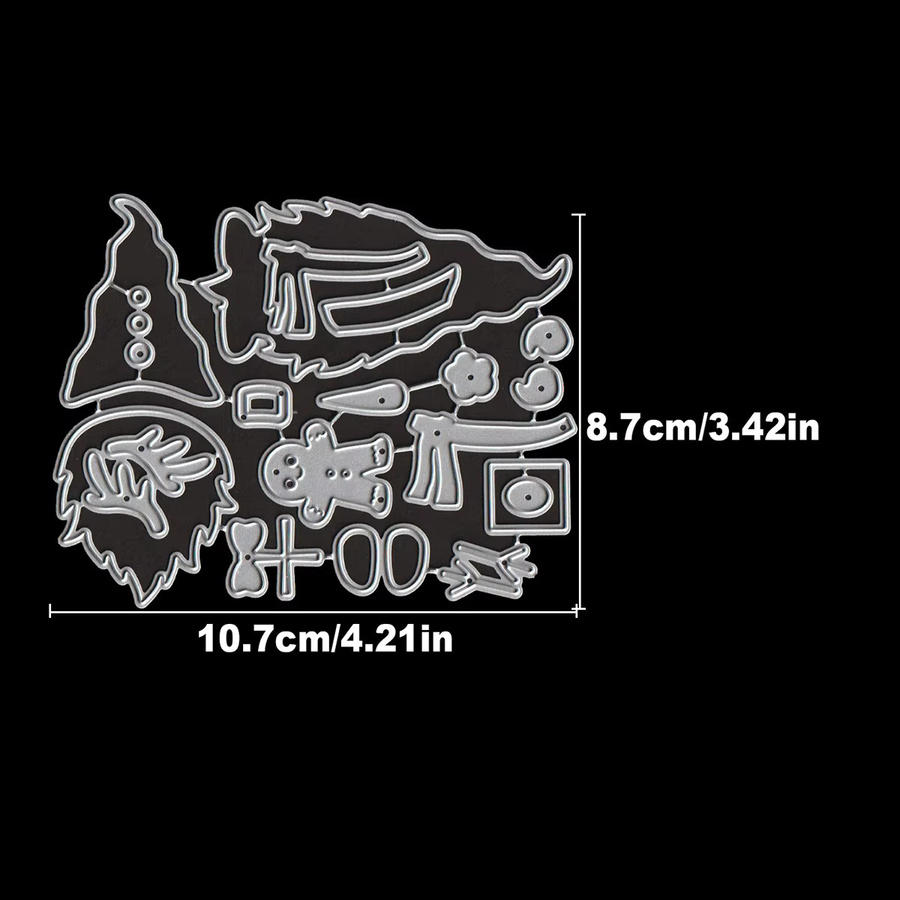 Metall Stanzformen für Scrapbooking mit weihnachtlichen Motiven wie Schneemann, Hirsch, Weihnachtsmann und Zwergen zur dekorativen Prägung - Bild 2