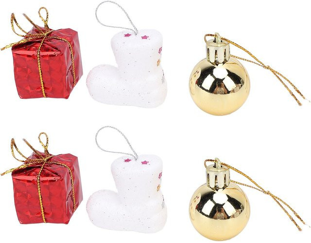 60 Stück GoolRC Weihnachtsbaumschmuck aus Kunststoff als runde Schaumkugeln in Beige und Rot für deine Weihnachtsdekoration - Bild 1