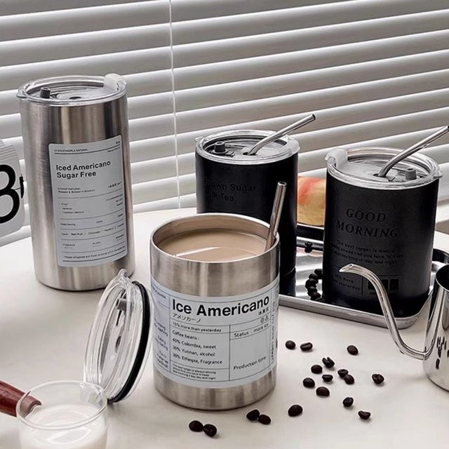Untior Thermosbecher aus Edelstahl 304 in Silber, isolierte Wasserflasche und Kaffeebecher mit 320 ml Volumen - Bild 1