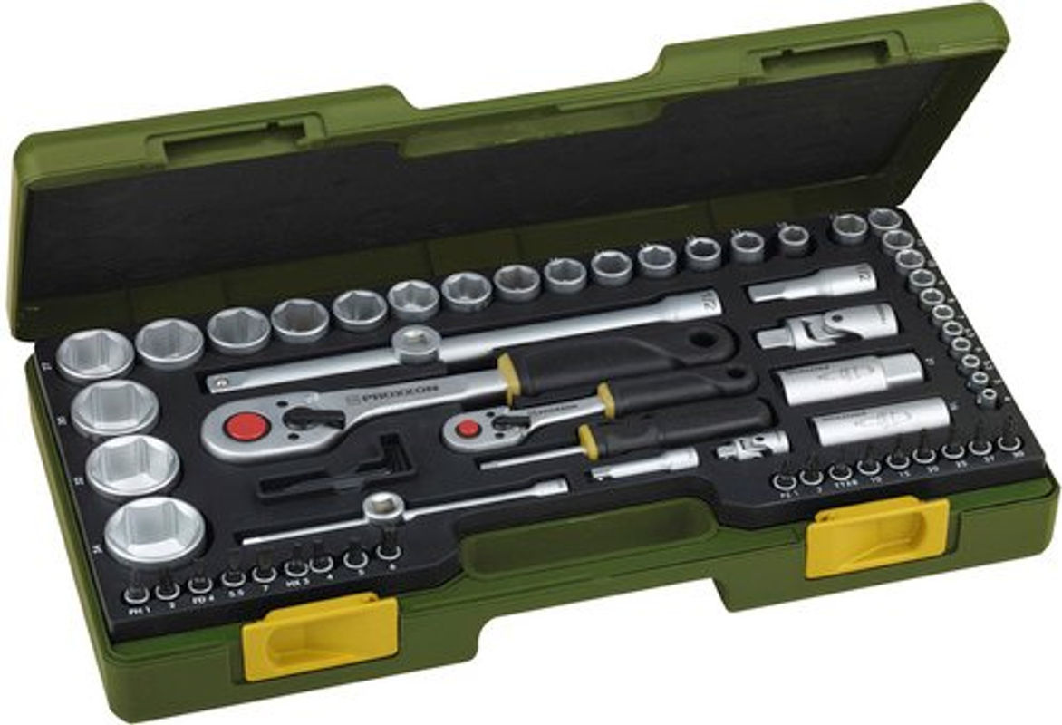 Proxxon Steckschlüsselsatz Industrial 65-teilig mit 1/4 Zoll und 1/2 Zoll in Grün und Silber - Bild 2