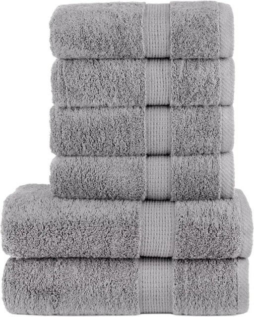 vidaXL Premium-Handtuch-Set 6-teilig in Grau aus 100% Baumwolle mit 600 g/m2 - Bild 1