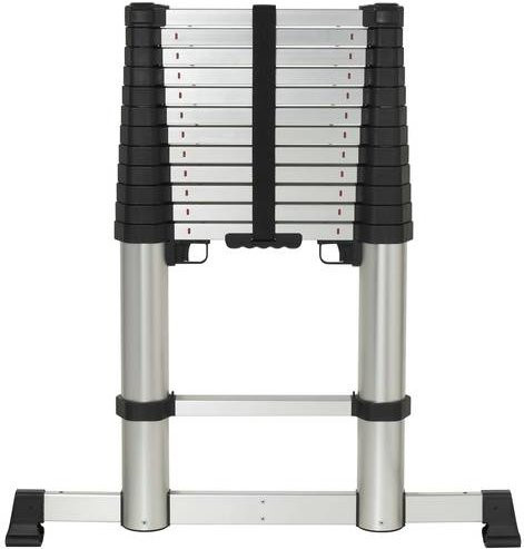 TOOLCRAFT Teleskopleiter aus Aluminium in Silber mit einer maximalen Arbeitshöhe von 4,52 m - Bild 1