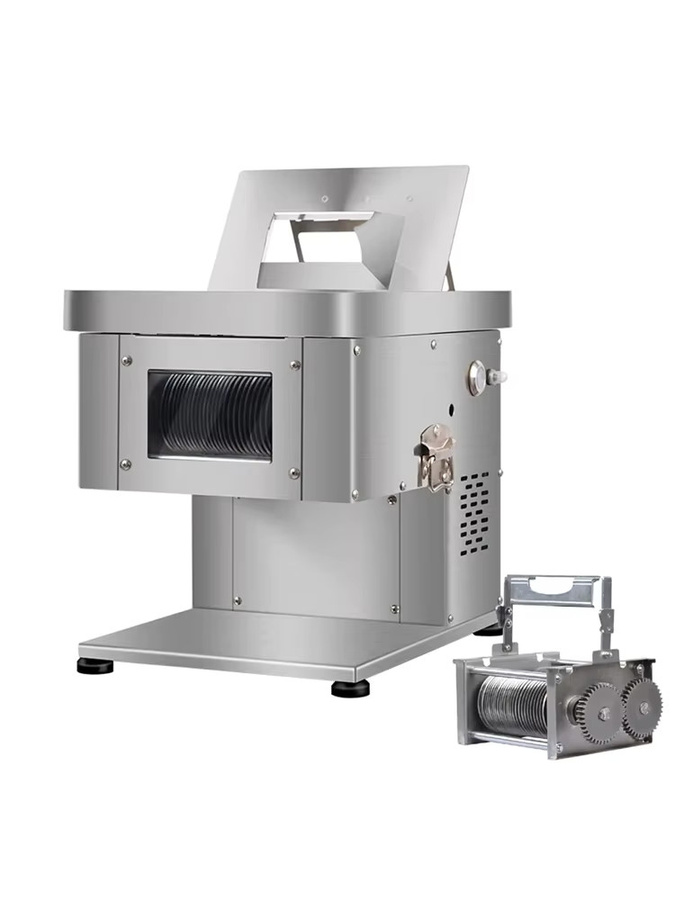 JJSHOO Automatische Fleischschneidemaschine aus Edelstahl für Schweine-, Hammel- und Rindfleisch, Silber, Schnittstärke: 2,5-20 mm - Bild 1