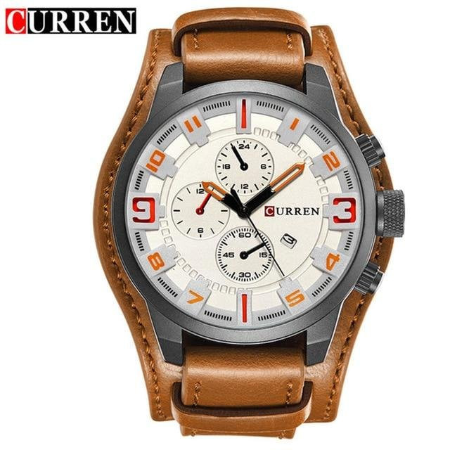 CURREN Armbanduhr, Quarz, Edelstahl, Weiß, Herren, 46 mm - Bild 1