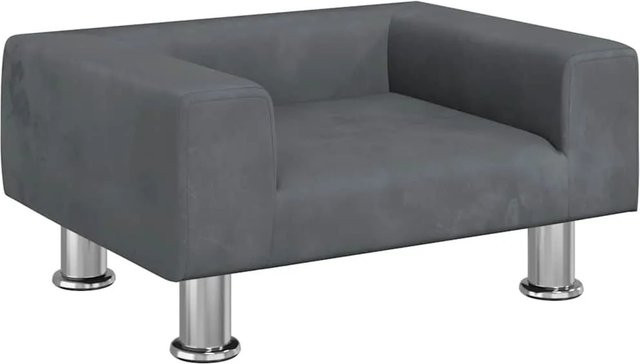 vidaXL Kindersofa aus Samt in Dunkelgrau B/T/H: 50 x 40 x 26,5 cm - Bild 1