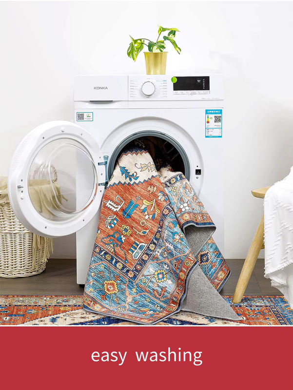Vikama Boho Plüschteppich in Imitation Kaschmir, Waschbarer Bodenmatte für das Wohnzimmer, Multicolour - Bild 5