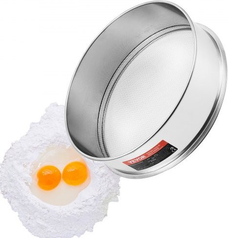 VEVOR Mehlsieb aus Edelstahl mit 10 Maschen, rundes Feinmaschiges Sieb in Silber, Durchmesser: 32,0 cm - Bild 1