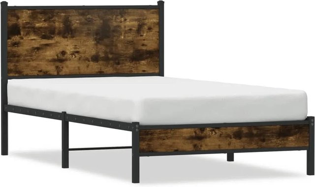 vidaXL Metallbett in Räuchereiche ohne Matratze, B/T: 100 x 190 cm - Bild 1