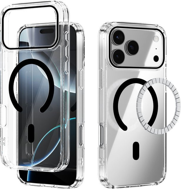 Transparente MagSafe kompatible Hartschale Handyhülle für Apple iPhone 17 Pro Max, 16, 15 Plus, 14, 13 und 17 Air mit magnetischer Wireless Charging Funktion - Bild 1