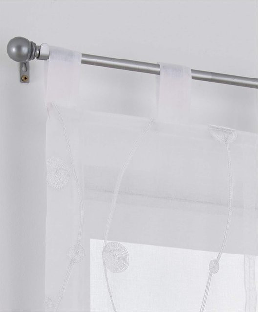 Raffrollo Heine Home in Weiß, semi-transparentes Voile mit Grafikdesign, Breite: 140 cm - Bild 1