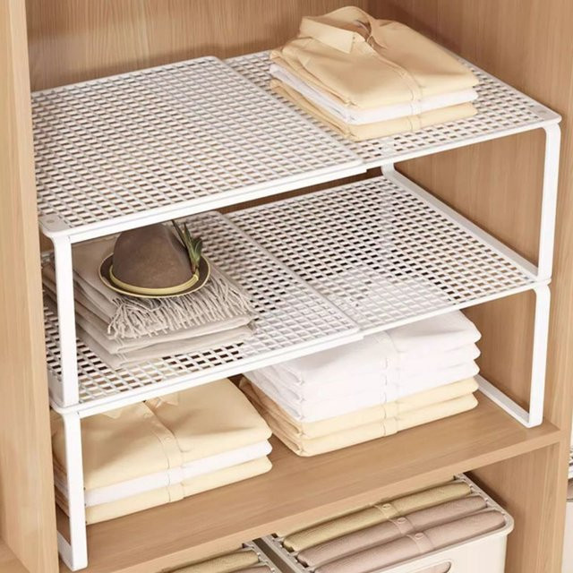 ACRDK Erweiterbare Metall-Aufbewahrungsregale in Weiß, Verstellbare Schrankorganizer und Lagerregale für Küche, Speisekammer oder als Schuhregal - Bild 1