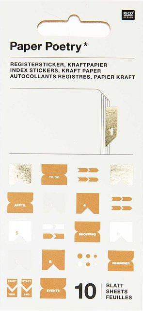 Rico Design Paper Poetry Stickerbuch Register aus Kraftpapier in Mehrfarbig und Braun mit 10 Blatt - Bild 1