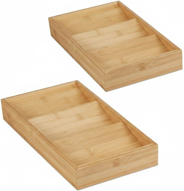 Relaxdays Gewürzregal 2er Set aus Bambus in Natur für die Schublade B: 38 cm, T: 20 cm, H: 5 cm - Bild 1