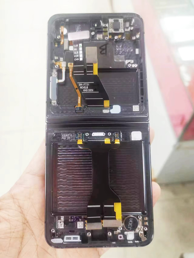 Samsung Z Flip 5 F731 Mittelrahmen Gehäuse mit Scharnier, rotierender Welle und Power Button Flex Kabel Baugruppe in Weiß - Bild 2