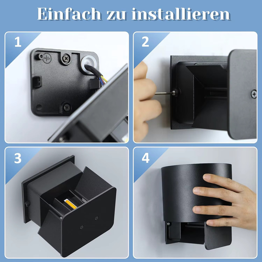 LED Up Down Wandleuchte Schwarz IP65 Wasserdicht mit 5W Warmweiß 3000K für Außen und Innen - Bild 7