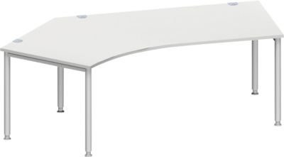 Schäfer Shop Genius Winkelschreibtisch MODENA FLEX 135 Grad mit linkem Ansatz in Lichtgrau und Weißaluminium - Bild 1