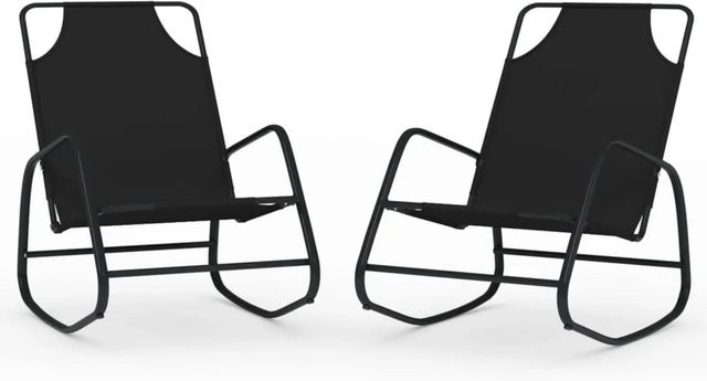 Furnicato Schaukelliegen 2er Set aus pulverbeschichtetem Stahl und Textilene in Schwarz, B/T/H: 89 x 58 x 93,5 cm - Bild 1