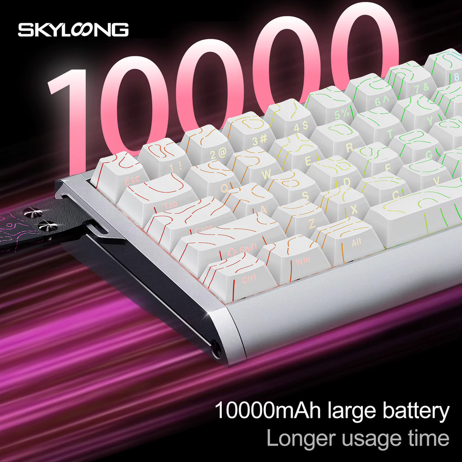 SKYLOONG GK68 Mix TMR Kabellose Mechanische Gamer-Tastatur mit Aluminiumgehäuse, PBT-Tastenkappen, RGB-Hintergrundbeleuchtung und Drehregler in Schwarz oder Weiß - Bild 5