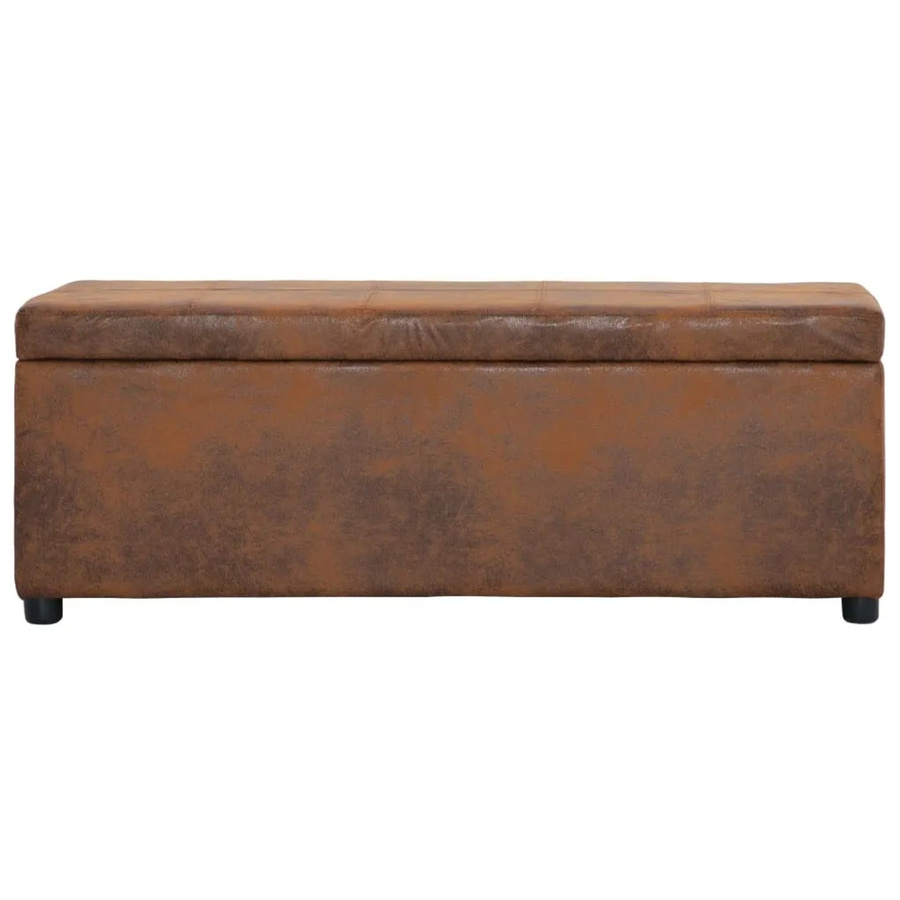 vidaXL Bank mit Staufach in Braun mit Wildleder-Optik, B/T/H: 116 x 43 x 38 cm - Bild 2