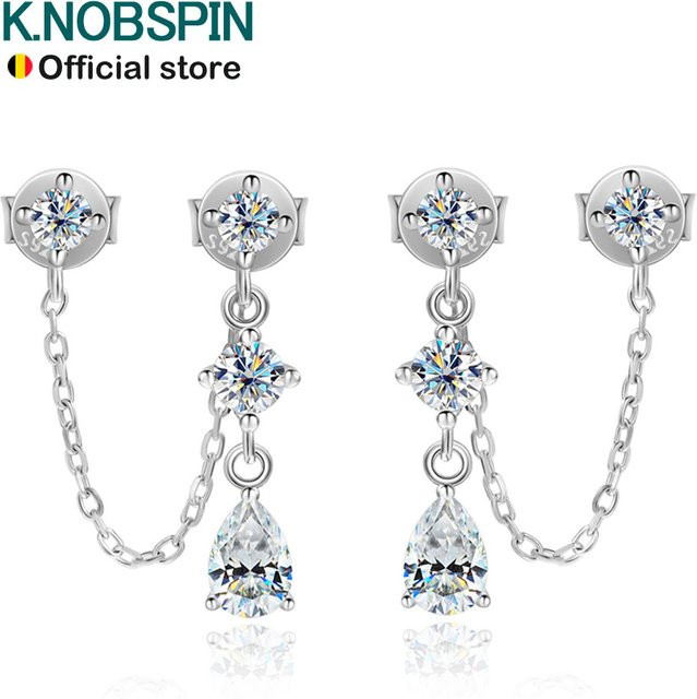 KNOBSPIN Ohrringe, Moissanit, 925 Silber, Damen - Bild 1