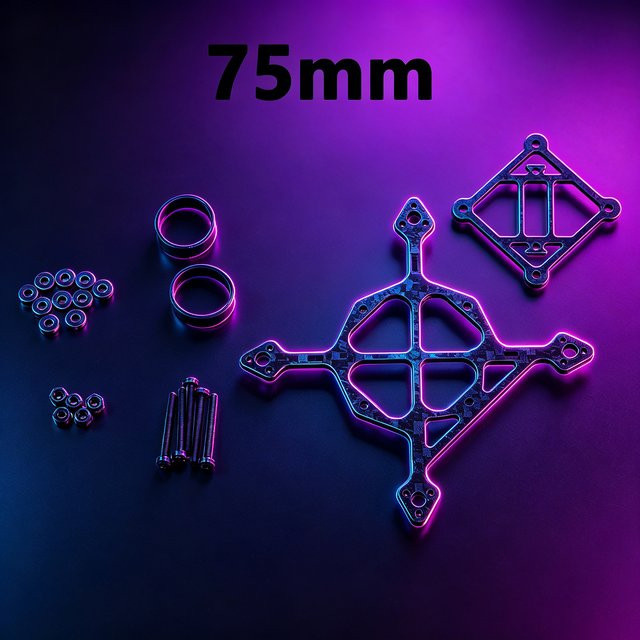 3K Carbonfaser-Bodenplatten-Rahmenkit für Mini-RC-Drohne, 75mm Radstand, Schwarz - Bild 1