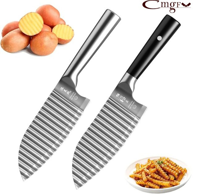 CMGF Wellenmesser aus Edelstahl in Schwarz und Silber für Kartoffeln und Gemüse - Bild 1