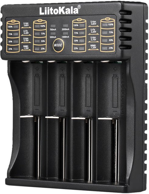 LiitoKala Lii-402 Intelligentes Batterieladegerät für AA, AAA und Li-Ion Akkus wie 18650, 18490, 18350, 17670 in Grau - Bild 1