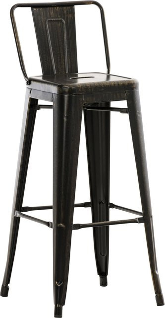 CLP Barhocker Mason im Industrial-Look mit Rückenlehne und Fußablage, Schwarz - Bild 1