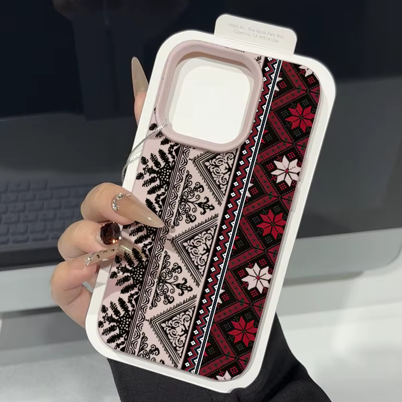 MOESOE Handyhülle mit Vintage Totem-Muster in Pink und Multicolour, stoßfeste Leder-Textur TPU Soft Cover für iPhone 17 16 15 14 Pro Max 13 12 Pro 17e 16e - Bild 2
