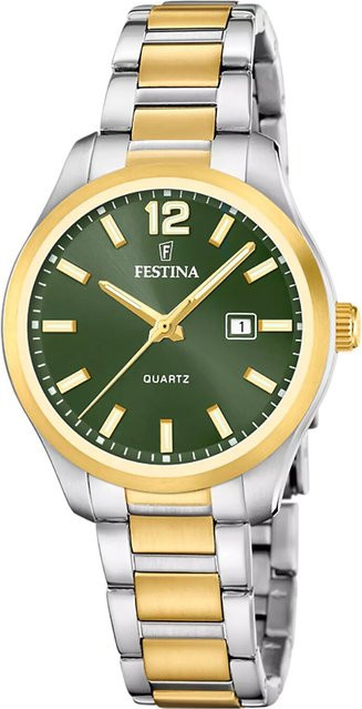 Festina Damenuhr, Quarz, Edelstahl, Grün, 34 mm, 5 ATM - Bild 1