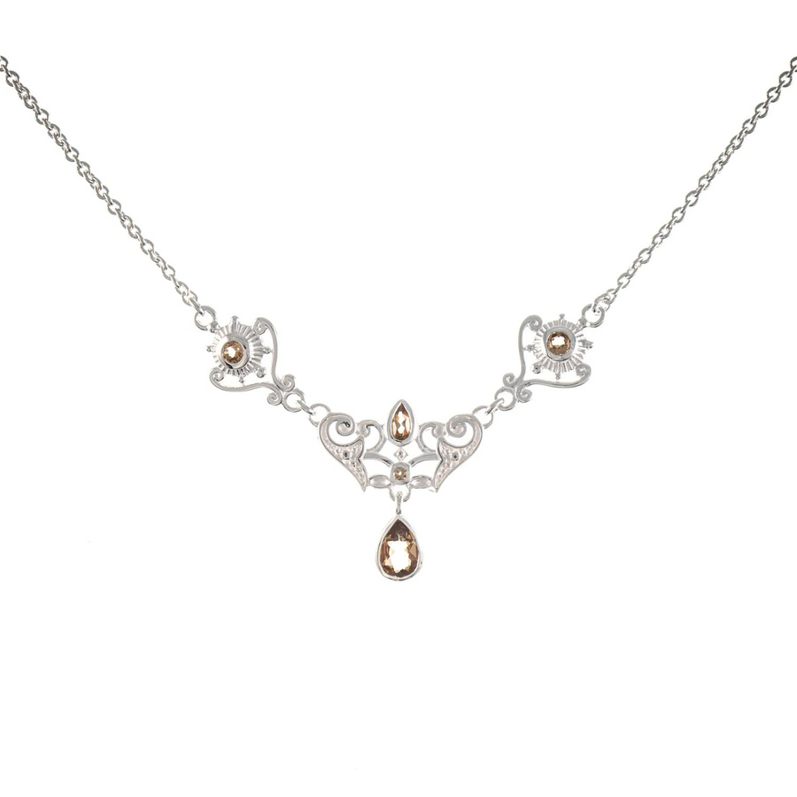 Collier 925 Silber, Zirkonia, cognac, Damen - Bild 1