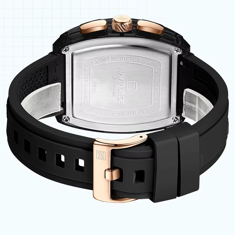 NAVIFORCE Armbanduhr Quarz, Silikon, Schwarz, Herren - Bild 6