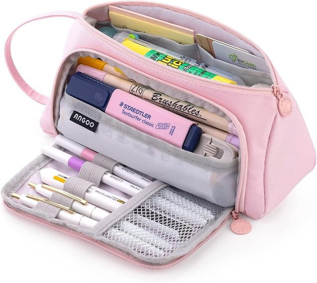 Multifunktionale Schreibwarenbox von Refreshing Home in Rosa mit großem Fassungsvermögen für Schüler und Studenten - Bild 1