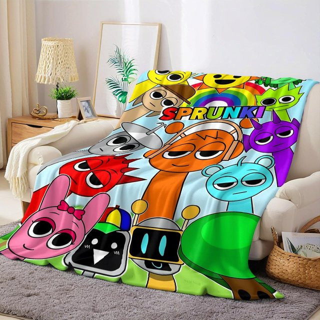 Sprunki Charaktere Flanelldecke aus Fleece, weich und warm, Mehrfarbig, B/B: 180 x 230 cm - Bild 1
