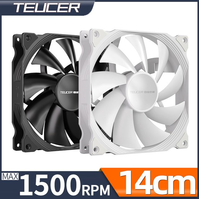Teucer AF 14025 PC-Gehäuselüfter, 14 cm, 12 V, 4-polig, PWM, weiß - Bild 1