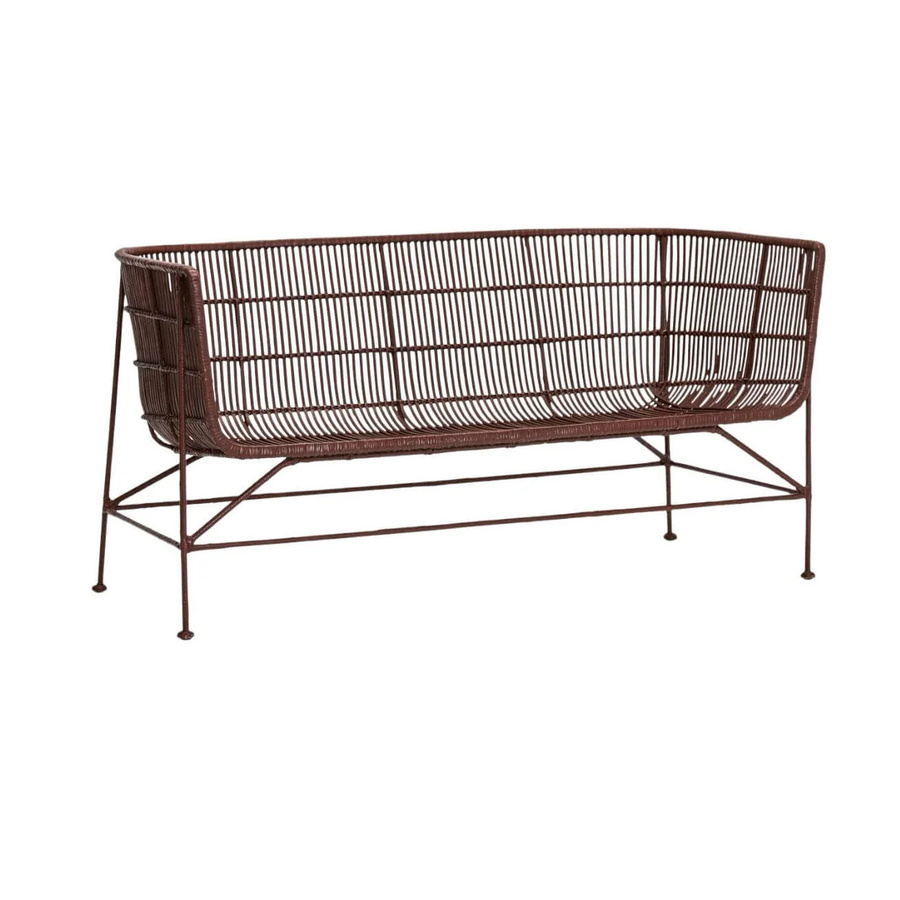 House Doctor Loungebank Cuun Mulberry in Braun aus Rattan und Eisen im Bohemian-Stil, Breite: 140 cm, Höhe: 65,5 cm, Tiefe: 70 cm - Bild 1